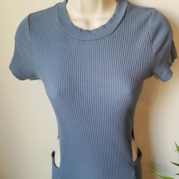 Tobi Blue Ribbed midi dress/Small - Picture 3 of 8